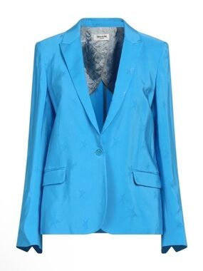 New! Zadig & Voltaire Blue Star Jacquard Blazer Tailored Jacket